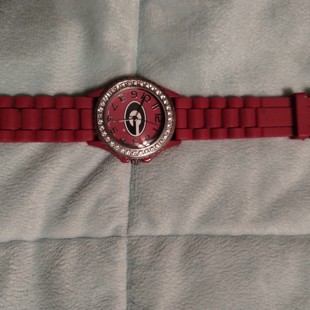 Georgia Bulldog red watch with Rhinestone bezel